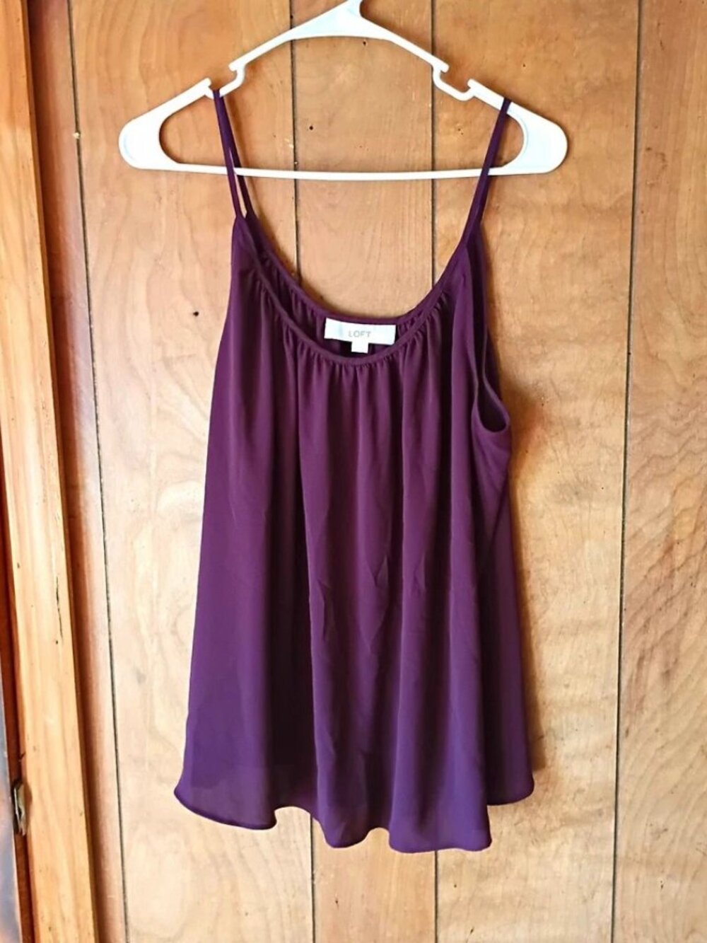 LOFT Women’s Burgundy Sleeveless Tank Top Size L Polyester Flowy Blouse
